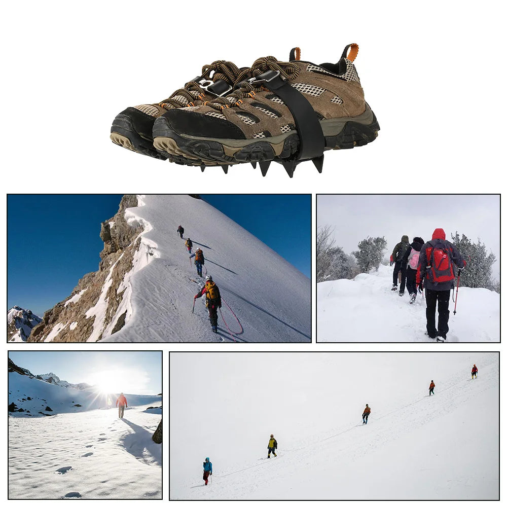 4-Teeth Outdoor Climbing Crampons | Anti-Slip Ice & Snow Spikes for Shoes | Winter Hiking, Skiing & Mountaineering Grippers