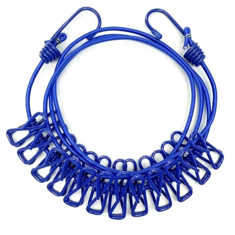 4M Outdoor Camping Non-slip Stretch Clothesline With 12 Clips Travel Stretchy Clothesline Sock Line Hanging Laundry Drying Rope