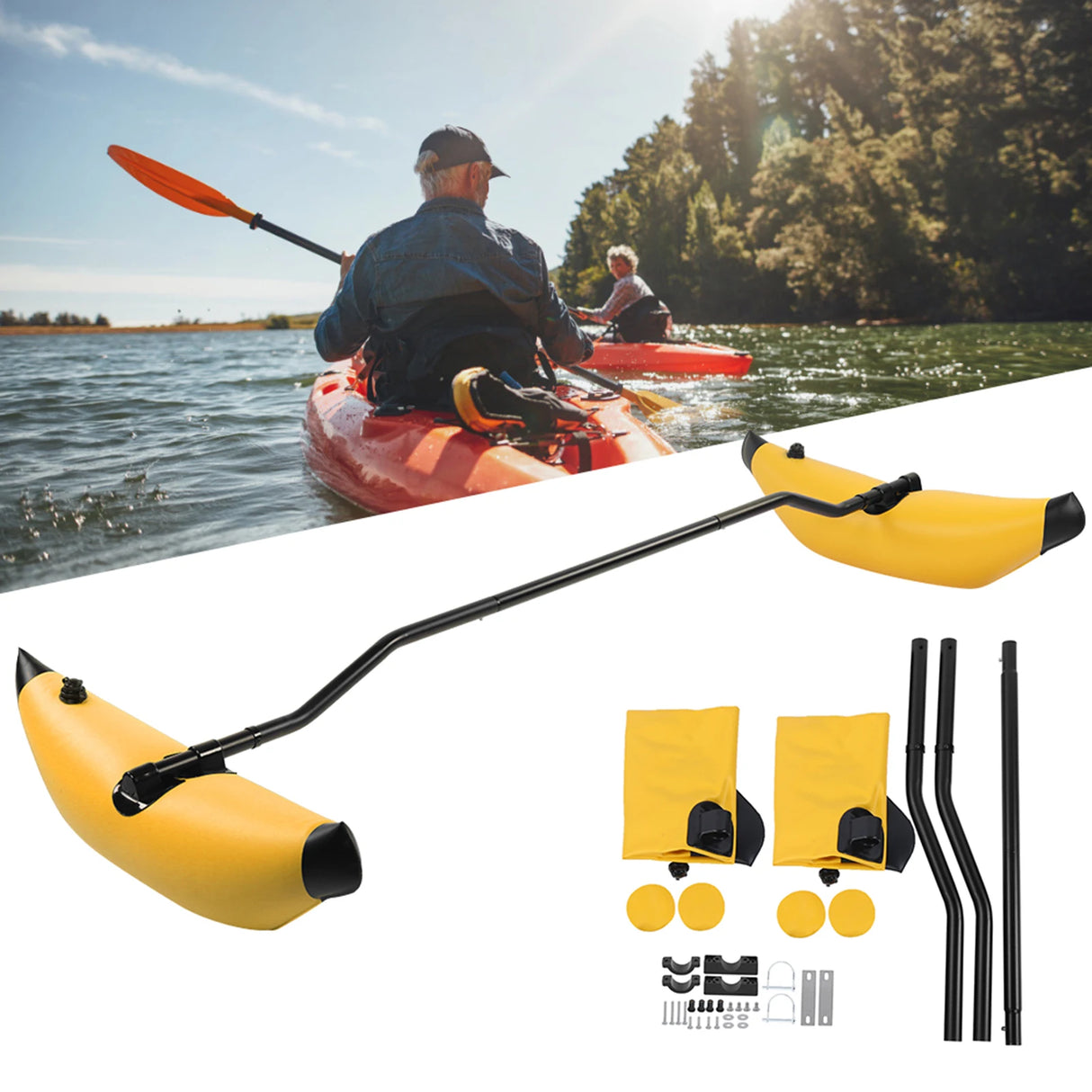 Portable Kayak Stabilizer Kit – Detachable Outrigger Balancing System for Canoes & Inflatable Boats