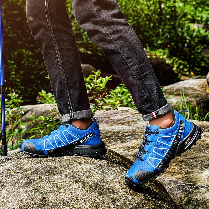 Men’s All-Terrain Hiking Shoes – Breathable Mesh Outdoor Sports Sneakers (Non-Slip, Wear-Resistant, Cycling & Trekking)