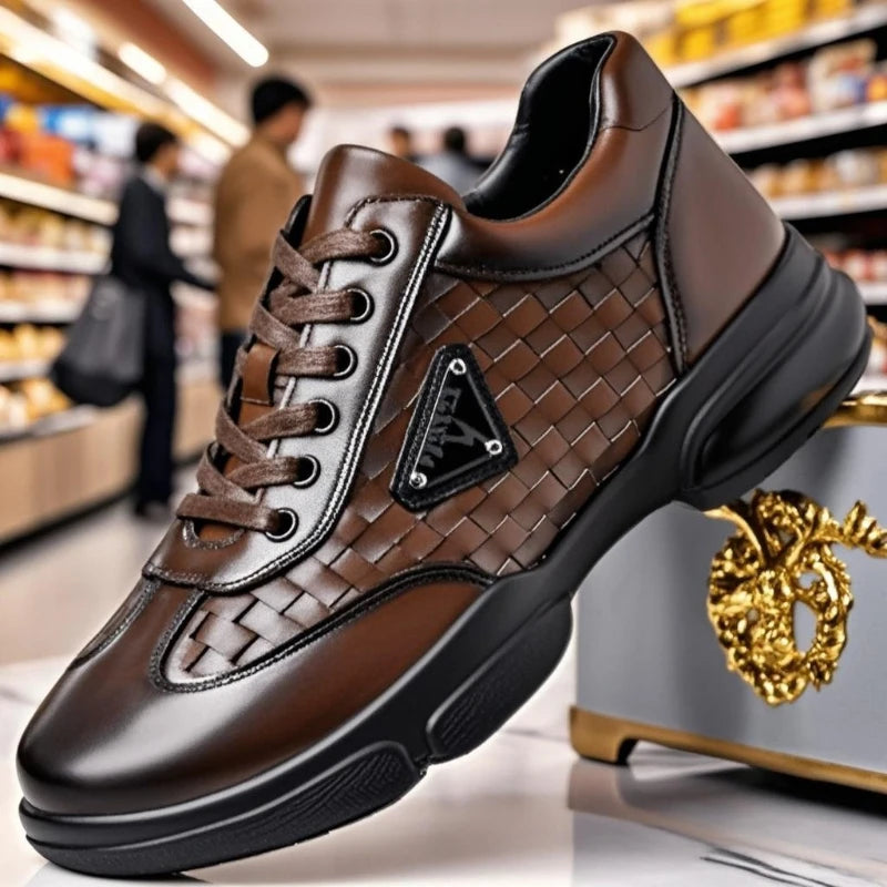 Men’s Casual Leather Sneakers – Wear-Resistant, Breathable Outdoor Training & Trekking Shoes