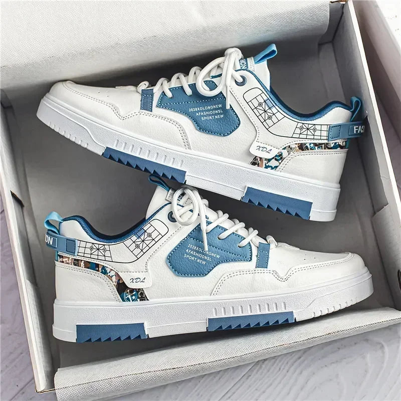 Men’s Summer Sneakers 2025 – Breathable White & Beige Sports Shoes | Thick Sole Casual Board Shoes for Trendy Style