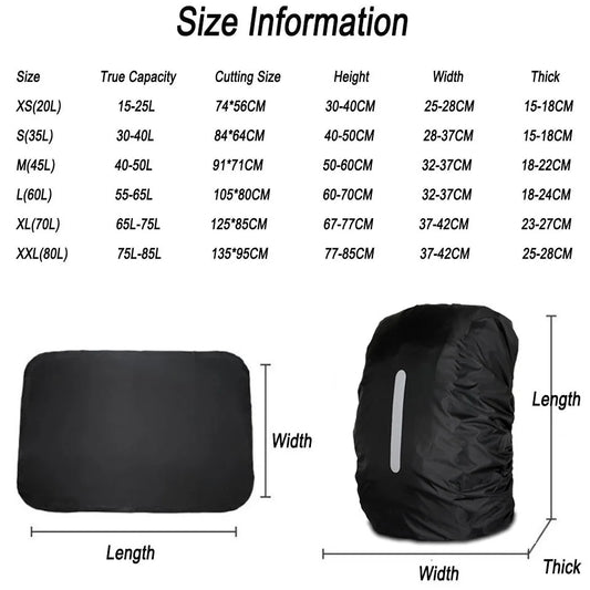 KoKossi 1Pcs 25-80L Backpack Rainproof Cover Outdoor Sports Cycling Hiking Backpack Mountaineering Camping Dust Cover Woman Men