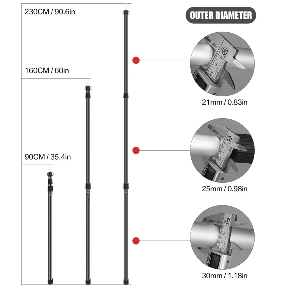 Adjustable Camping Tent Support Poles Beach Shelter Tarp Awning Rods Portable Lightweight Aluminum Alloy Accessories For Canopy