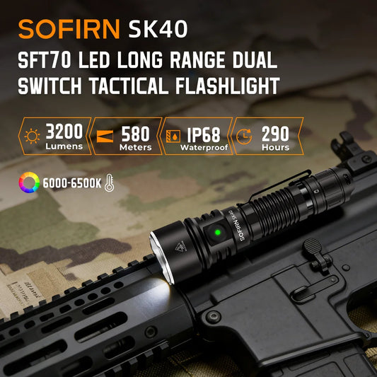 Sofirn SK40 Tactical Flashlight – 3200lm, 21700, 580m Throw