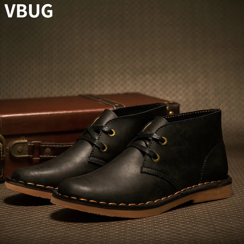 Men’s Classic Leather Work Boots – Safety Ankle Boots for Winter & Casual Wear