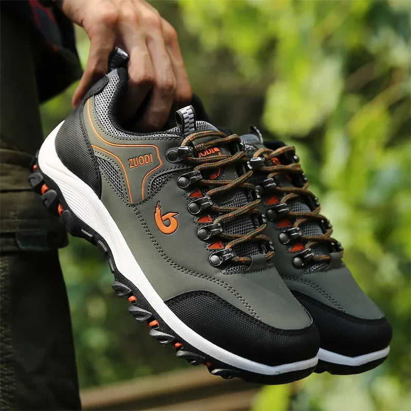 Men’s Waterproof Hiking Shoes – Leather Outdoor Trekking, Wear-Resistant Walking & Tactical Sneakers