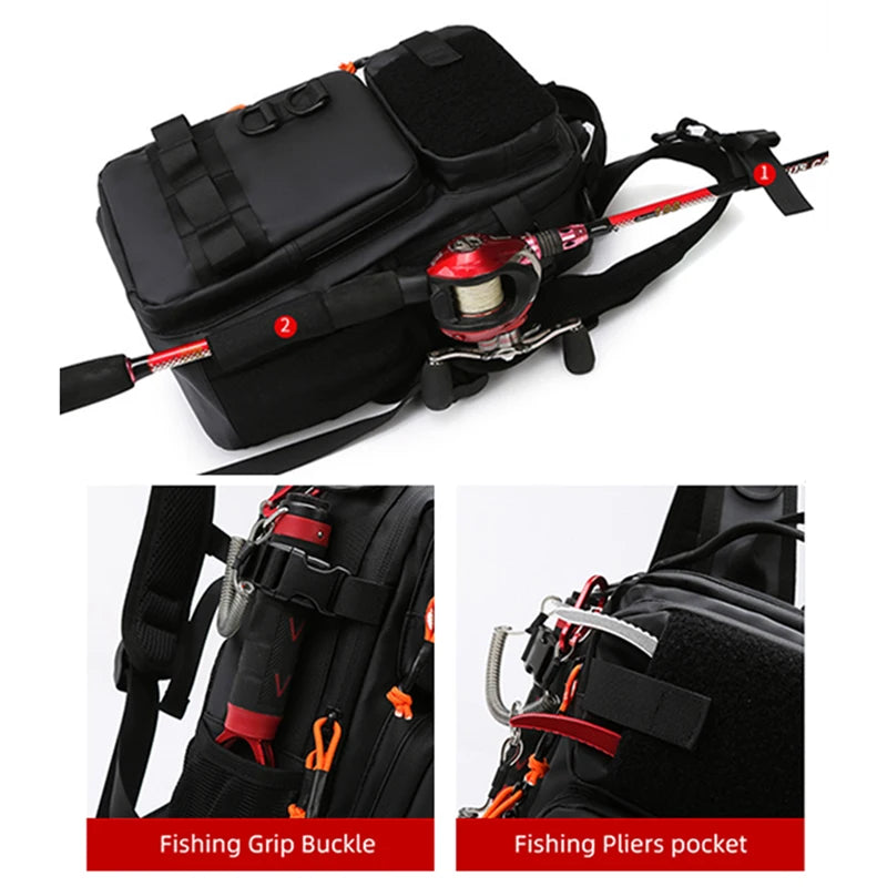 Lure Fishing Backpack with Rod Holders Outdoor Hiking Camping Hunting Rucksack Multifunctional Molle Travel Sports Fanny Pack