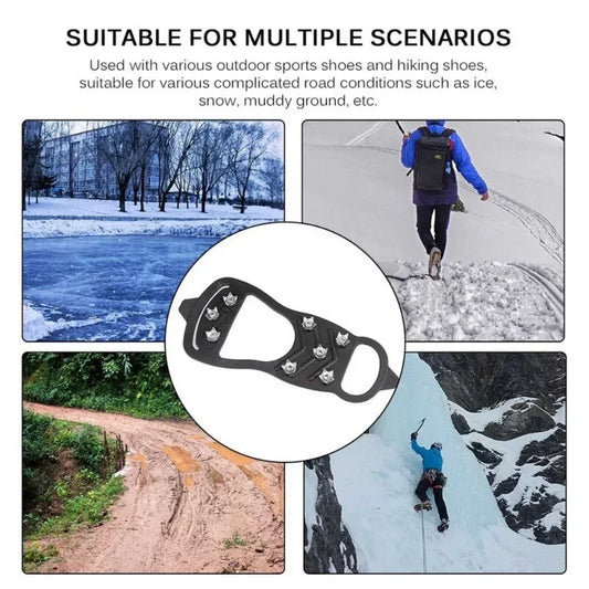 8 Teeth Ice Gripper Spike for Shoes Climbing Crampons Anti-Skid Ice Hiking Mountain Ice Snow Crampons Anti-slip Shoe Covers