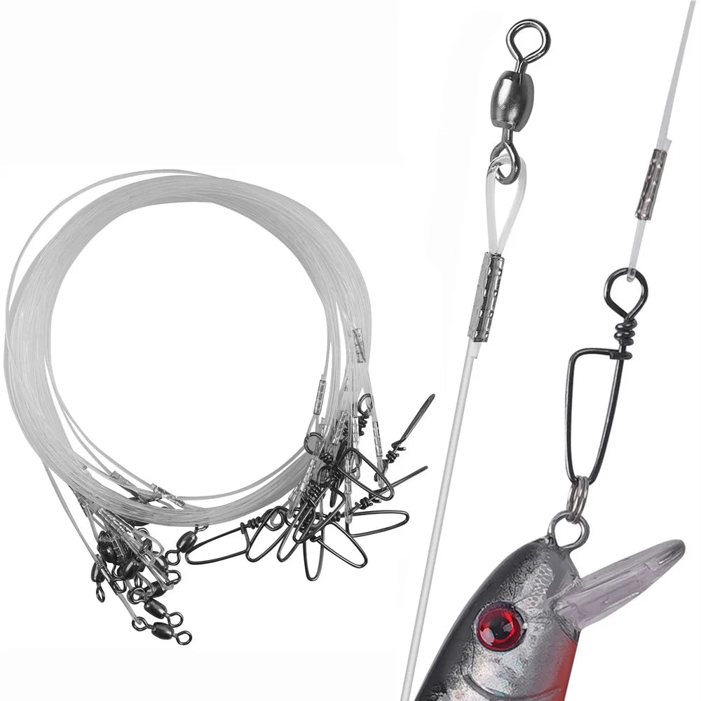 Fluorocarbon Leader Lines with Swivel and Snap (12/24 Pack)