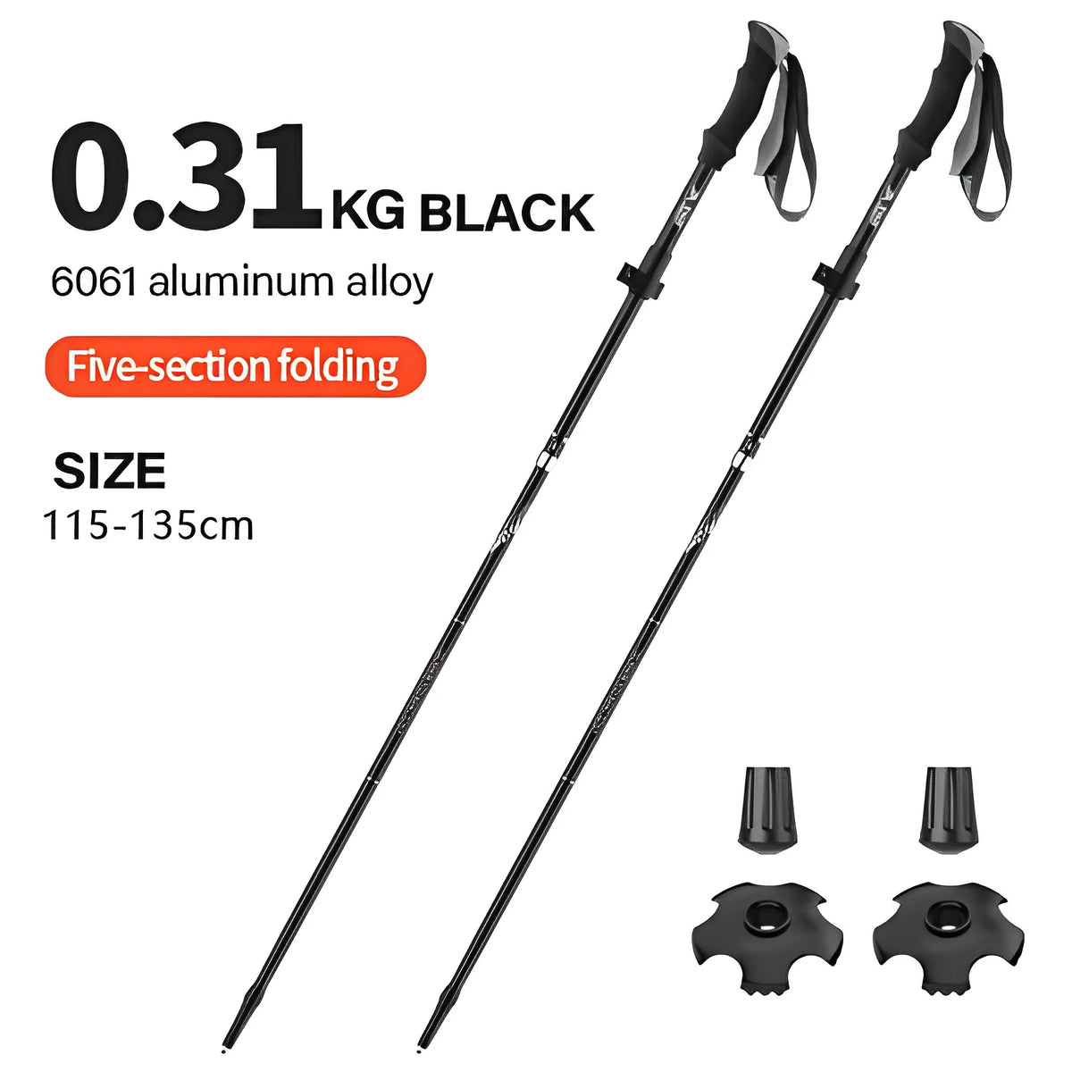 BISINNA 2pcs Ultralight Trekking Poles Walking Sticks Hiking Canes Folding Aluminum Walking Pole Nodic Walking Sticks