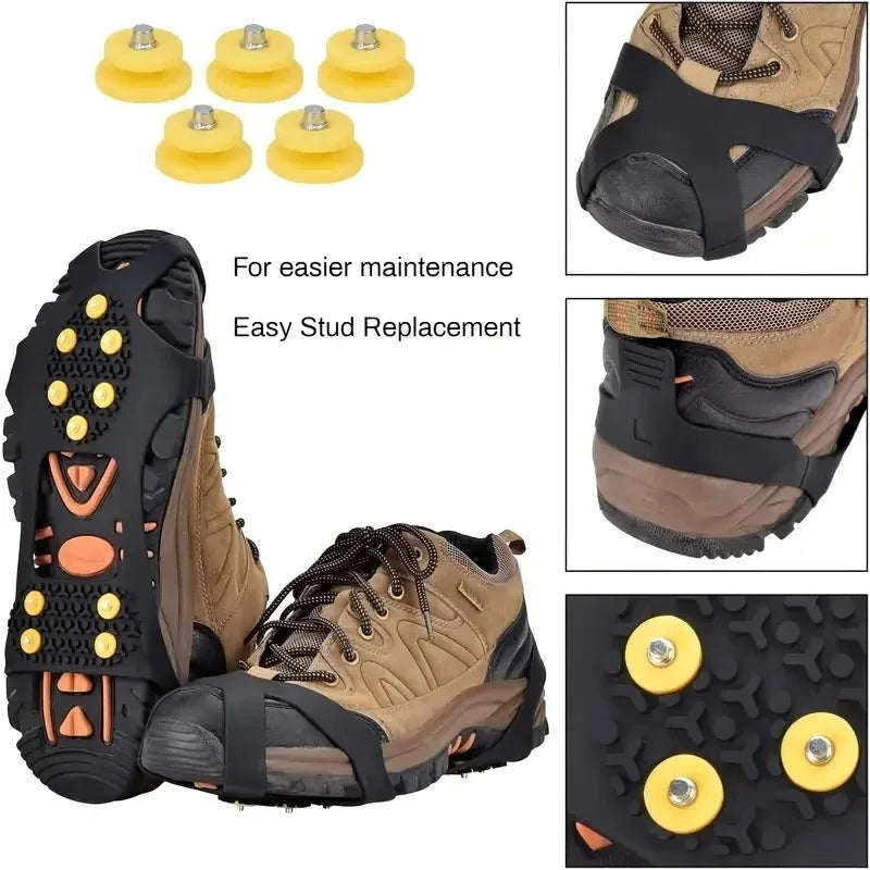 10-Teeth Outdoor Climbing Crampons | Anti-Slip Ice & Snow Cleats for Shoes | Winter Hiking & Mountaineering Traction Spikes