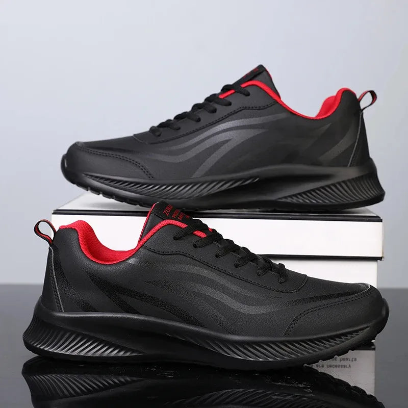 Men’s Waterproof Leather Running Shoes – Anti-Slip Wear-Resistant Walking & Sport Sneakers