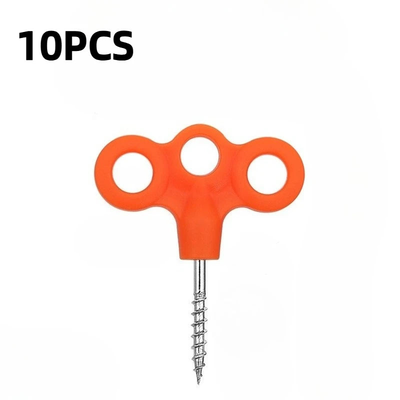10PCS Multi-rope Fixing Ground Nails Stainless Steel Ground Anchors for Camping Hiking Trampoline Tents Heavy Duty for Outdoor