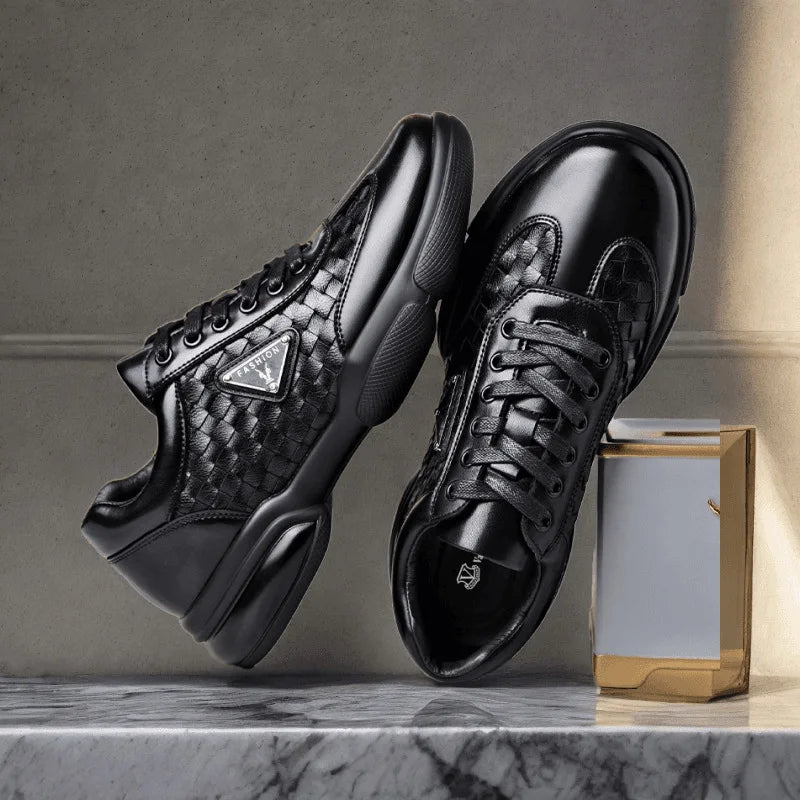 Men’s Casual Leather Sneakers – Wear-Resistant, Breathable Outdoor Training & Trekking Shoes