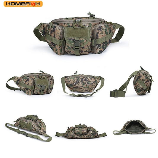 HOMEFISH Outdoor Waist Bag Men's Tactical Waterproof Molle Camouflage Hunting Hiking Climbing Nylon Mobile Phone Belt Pack