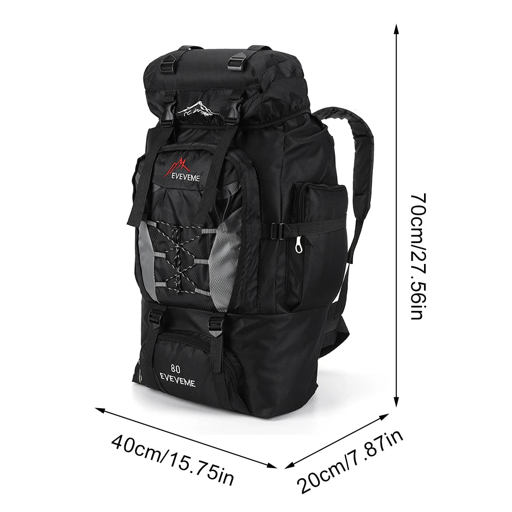 80L Mountaineering Backpack Hiking Camping Trekking Bag Rucksack WithAdjustable Strap Outdoor Fishing Backpack Climbing Rucksack