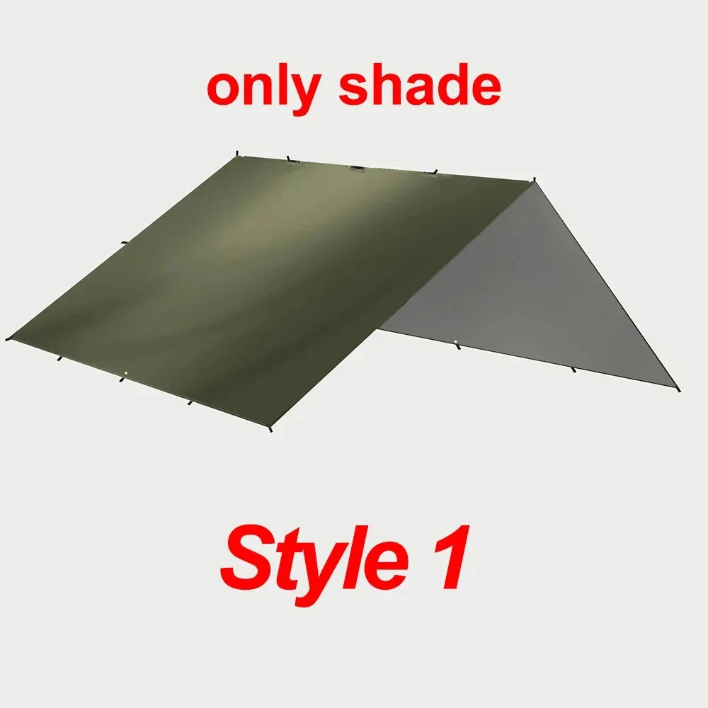 19 Hang Point Tarp Waterpoof Survival Bushcraft Sun Shelter Beach Shade Tent Outdoor Canopy Backpacking Tourist Awning 4x4 3x3m