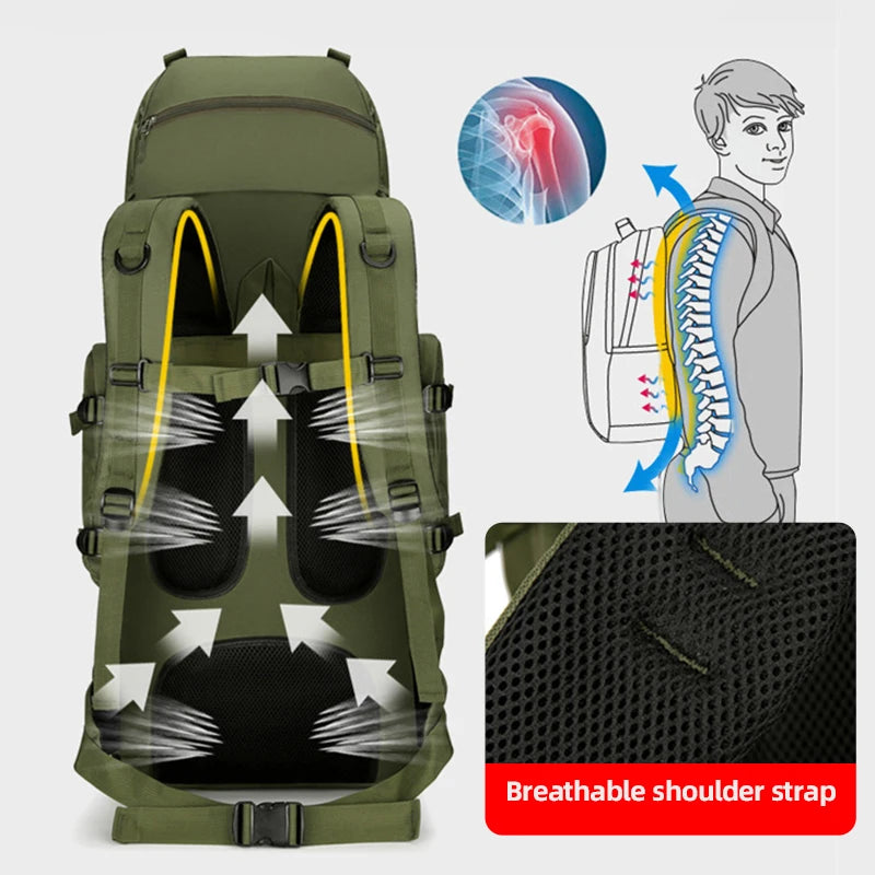 Fishing Backpack 90L Sports Hunting Equipment Storage Rucksack Outdoro Climbing Hiking Mountaineering Luggage Bag Molle Knapsack
