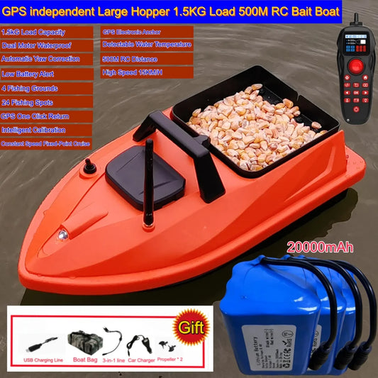 GPS Smart Bait Boat with 24 Saved Fishing Spots & Auto-Return