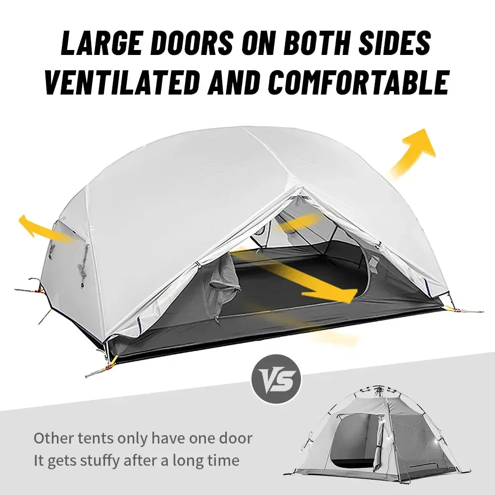 3 Season Portable Tent-Mongar 2 Person,Ultralight Camping,Double Layer Waterproof,Outdoor Travel Tent for Hiking and Exploration