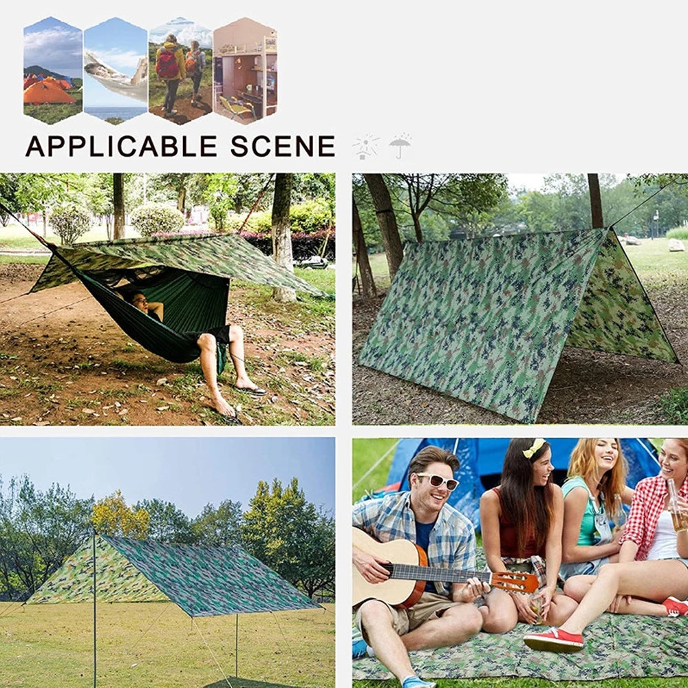 230x140cm Camouflage Awning Sun Shelter Waterproof Tent Tarp Outdoor Picnic Camping Canopy Rain Cover Beach Sunshade Awning