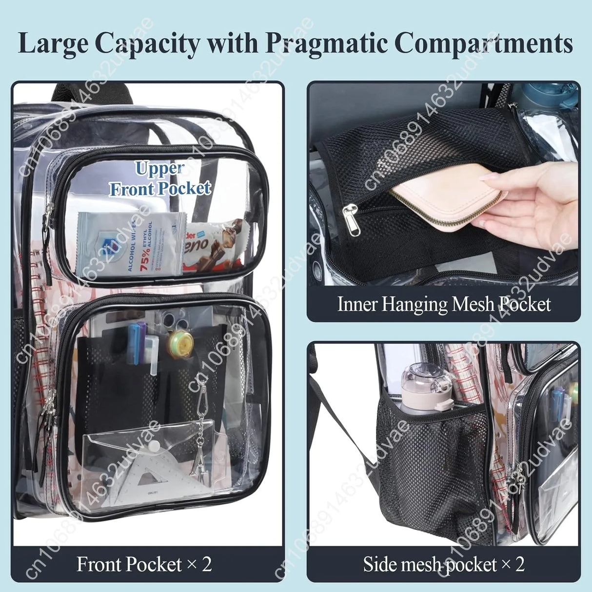 PACKISM Clear Backpack for School - 17 inch Large Heavy Duty Clear Bookbag, See Through PVC Backpacks (for age 12 above)