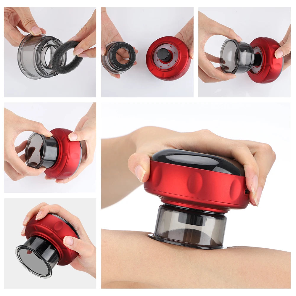 Smart Vacuum Suction Cup Cupping Therapy Massage Jars Anti-Cellulite Massager Body Cups Rechargeable Fat Burning Slimming Device