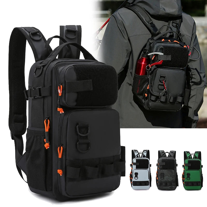 Lure Fishing Backpack with Rod Holders Outdoor Hiking Camping Hunting Rucksack Multifunctional Molle Travel Sports Fanny Pack