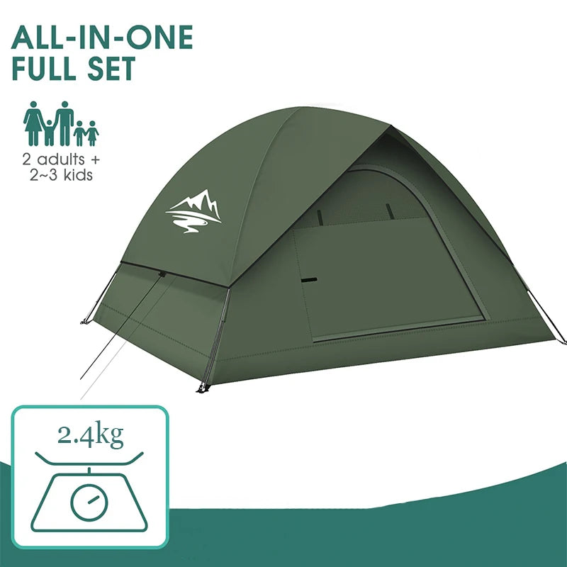 Tents for Camping 3-4 Person with Rainfly Camping Tents 100% Waterproof Windproof Tents for Camping with Removable Rainfly