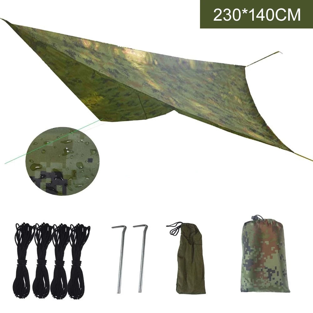 230x140cm Camouflage Awning Sun Shelter Waterproof Tent Tarp Outdoor Picnic Camping Canopy Rain Cover Beach Sunshade Awning