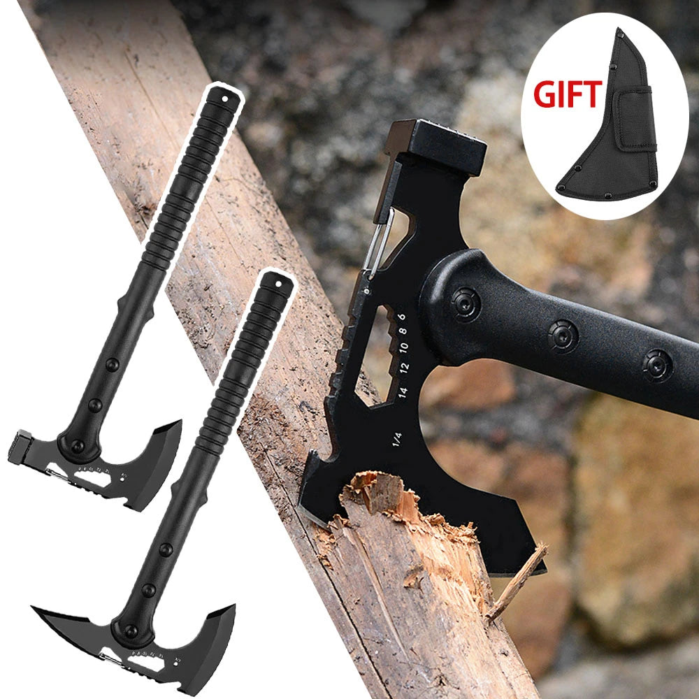 Multi-Purpose Tactical Camping Axe – Fire Engineer & Survival Logging Axe with Ice Breaking Cone