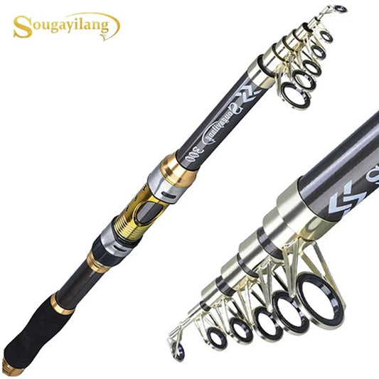Sougayilang 2.1m-3.6m Spinning Fishing Rod Carbon Trout Carp Telescopic Fishing Pole Lure Fishing Rod Tackle