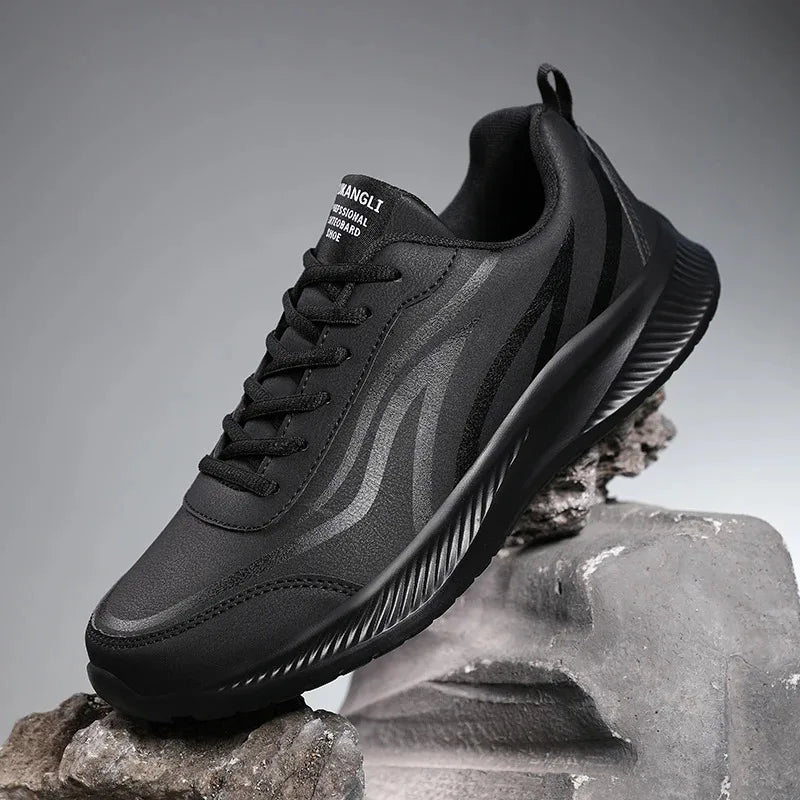 Men’s Waterproof Leather Running Shoes – Anti-Slip Wear-Resistant Walking & Sport Sneakers