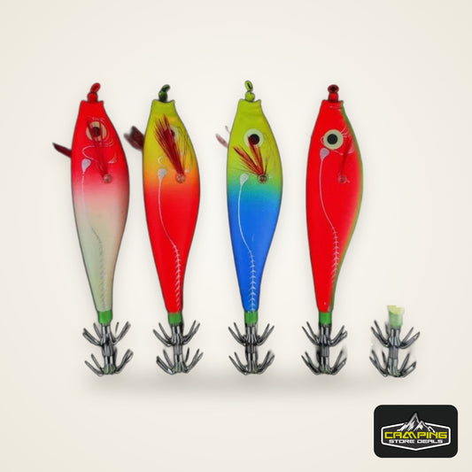 BRAVMACK 5pcs Luminous Horizontal Squid Jig Glow Squid Jigs Saltwater Squid Shrimp Lure Jig Squid Jig Fishing Lure Tackle