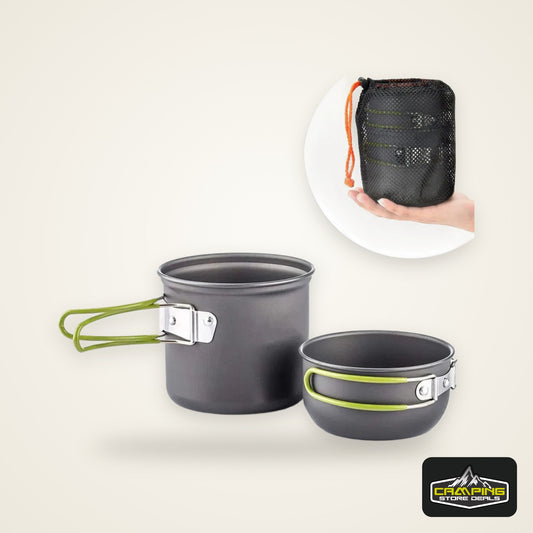 Camping Cookware Mess Kit Ultralight Camping Pot Set Outdoor Cooking Tableware for Hiking Trekking Picnic Fishing Mountaineering