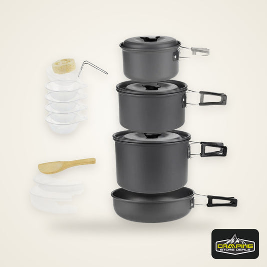 Camping Cookware Set for 1-7 Persons, Lightweight and Portable Pot and Pan with Carrying Bag, Perfect for Outdoor Camping