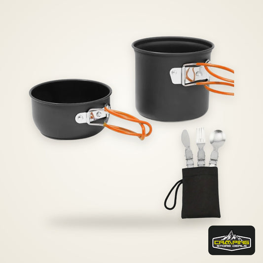 Camping Pots Cookware Set Portable Outdoor Cooking Tableware for Hiking Trekking Picnic Fishing Mountaineering