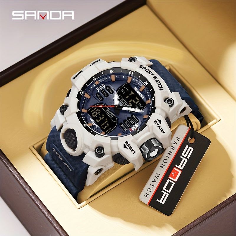 Stylish SANDA Waterproof Multi-Functional Watch for Men - Wrist Watches with Date Display, Alarm, Stopwatch, and LED Light - Perfect for Outdoor Activities
