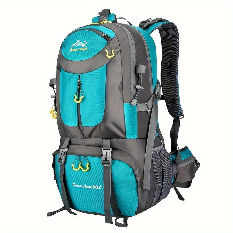 Universal Climbing Backpack, Lightweight Travel, Multifunctional, Hiking, Alphabet Pattern, Hard Shell, Black, with Zipper Closure, Hip Adjustment, Nylon Fabric, Utility Pocket, Cord Embellishment, Wipe with Damp Cloth, for L