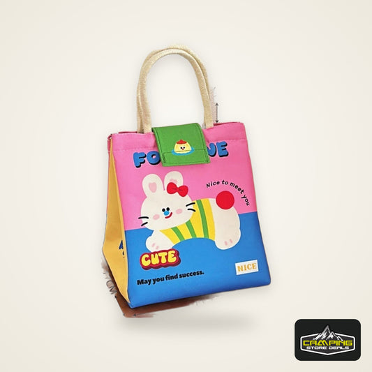 Cute Bento Bag For Office Workers Large Capacity Tote Bag Cartoon Insulated Fresh-Keeping Bag Student Lunch Box Bag
