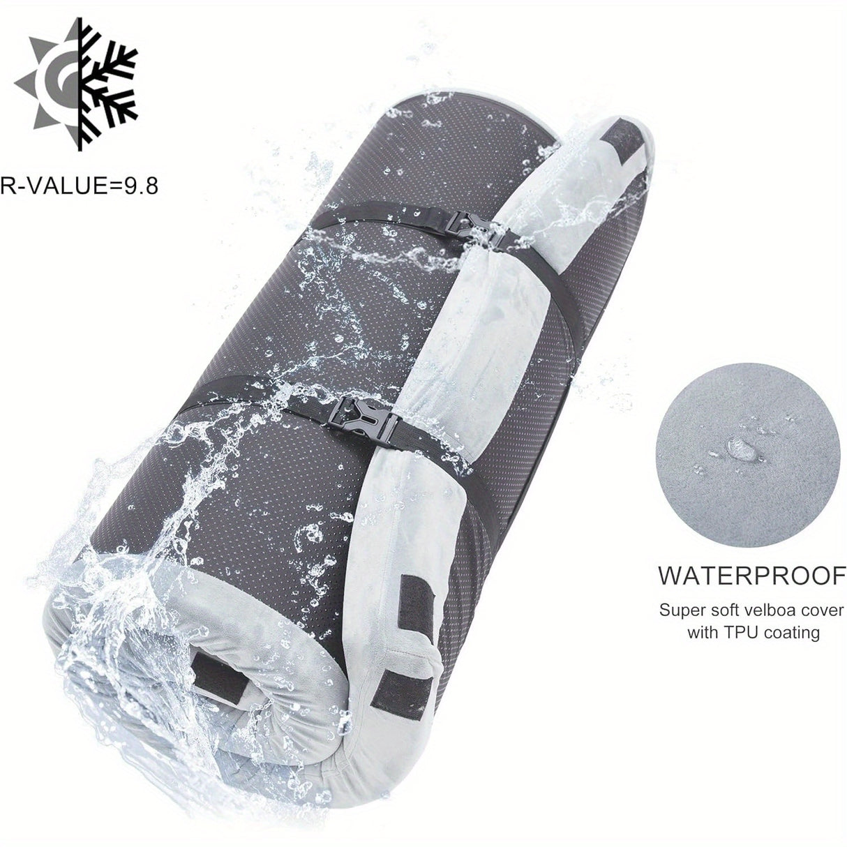 3 Inch CertiPUR-US Memory Foam Camping Pad, Waterproof Roll Up Sleeping Pad for Adults, Comfortable Thick Floor Sleeping Mats for Car Truck Tent with Removable Travel Bag