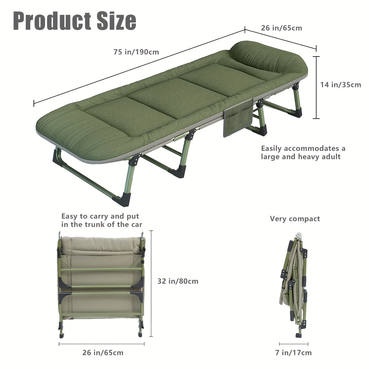 6-Position Adjustable Camping Cot with Blanket – 900 lb
