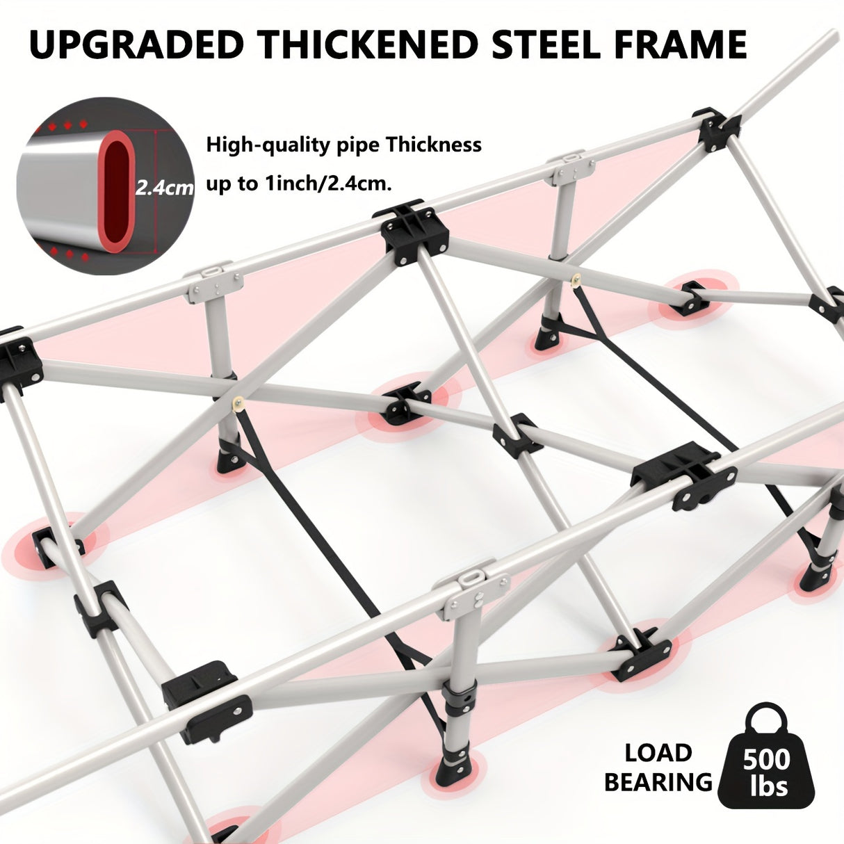 1pc Folding Bed, Camping Cots With Double-Sided Mattress, Portable Foldable Guest Bed, Heavy Duty Sleeping Bed Cot With Carry Bag, Gray&Blue