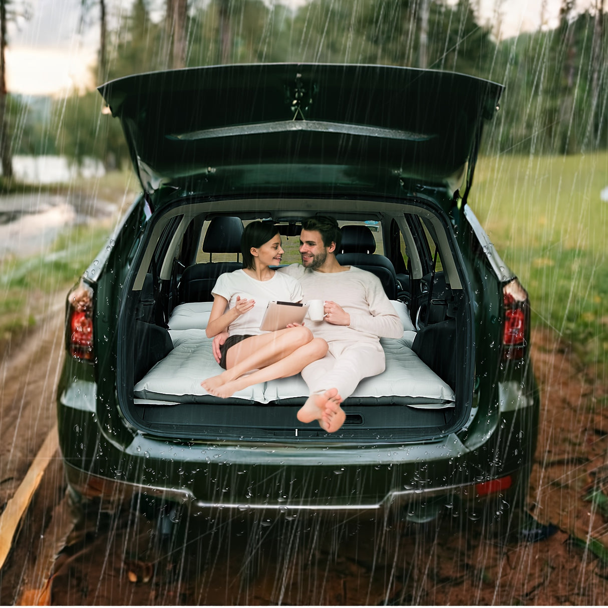 Air Mattress For SUV Car Inflatable Sleeping Pad For Travel Camping With Air Pump Portable Sleeping Mat With 6 Separate Chambers