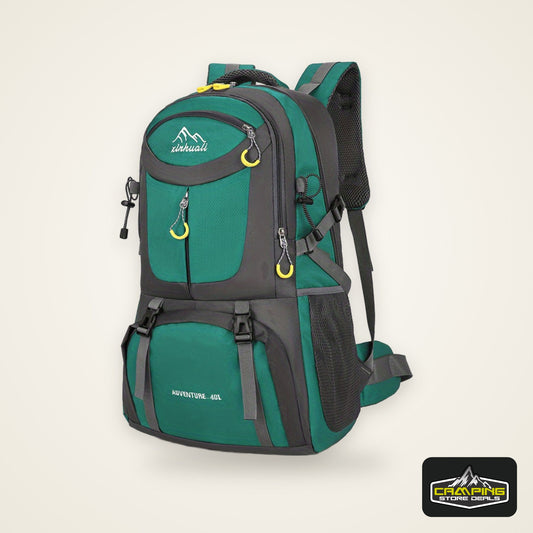 OGEHUAFEE 40L Adventure Backpack - Black with Yellow Accents, Adjustable Straps, Multiple Compartments, Durable Nylon, Ideal for Hiking, Travel, and Everyday Use, Travel Gear | Adjustable Strap Backpack | Durable Zippers