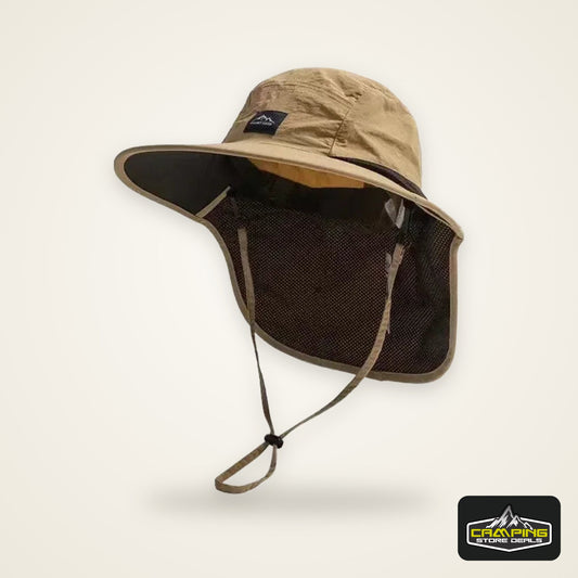 Outdoor Unisex Wide Brim Bucket Hat with Neck Flap Adjustable for Hiking Camping Fishing Wear