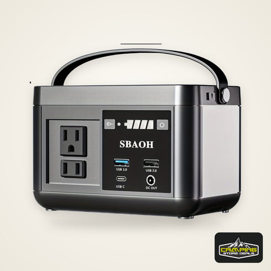Portable Power Station 88.8WH, SBAOH Solar Power Station Lithium Battery Power Supply 110V AC USB-C Solar Power Station for Camping, Road Trip, Emergency Power Supply Black
