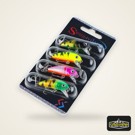Sougayilang Fishing Bait Set 4PCS Wobbler Anti-corrosion Hook Bass Fishing Lure for Sea Carp Fishing Tackles De Pesca
