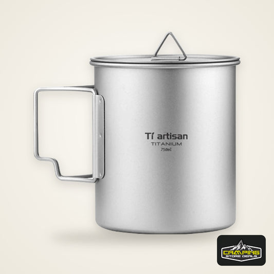 Tiartisan Titanium 750ml Foldable Coffee Mug Tea Cup With Lid Outdoor Camping Hiking Ultralight Portable Hanging Boiling Pot
